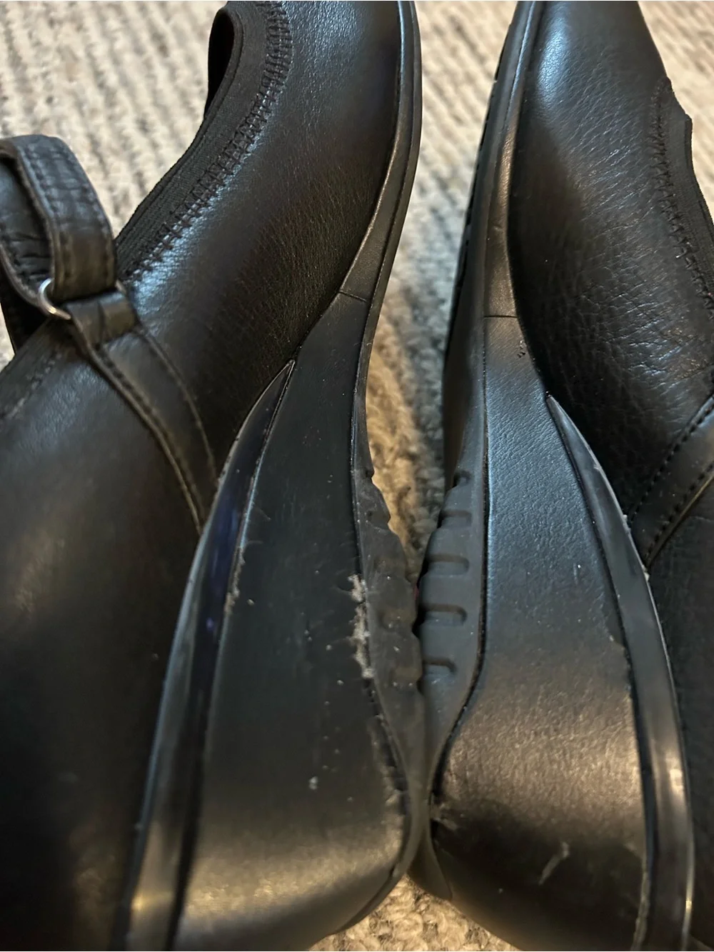 Aetrex Black Leather Mary Jane Wedge Heels Mozaic Technology Size 11 A/B Women’s